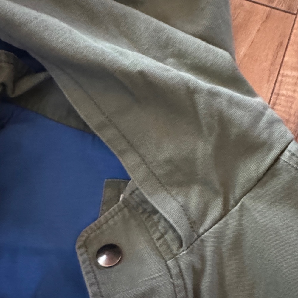 Cat & jack Olive Green Hooded Jacket with Bright Blue Lining - Picture 5 of 6